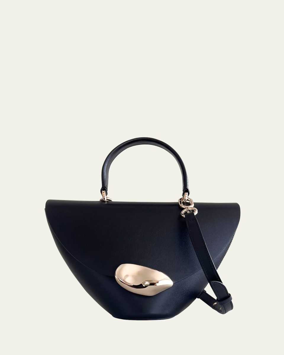 Orb Flap Leather Top-Handle Bag